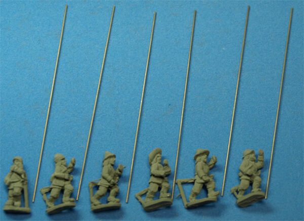 Armored Pikemen Advancing In Mixed Headgear