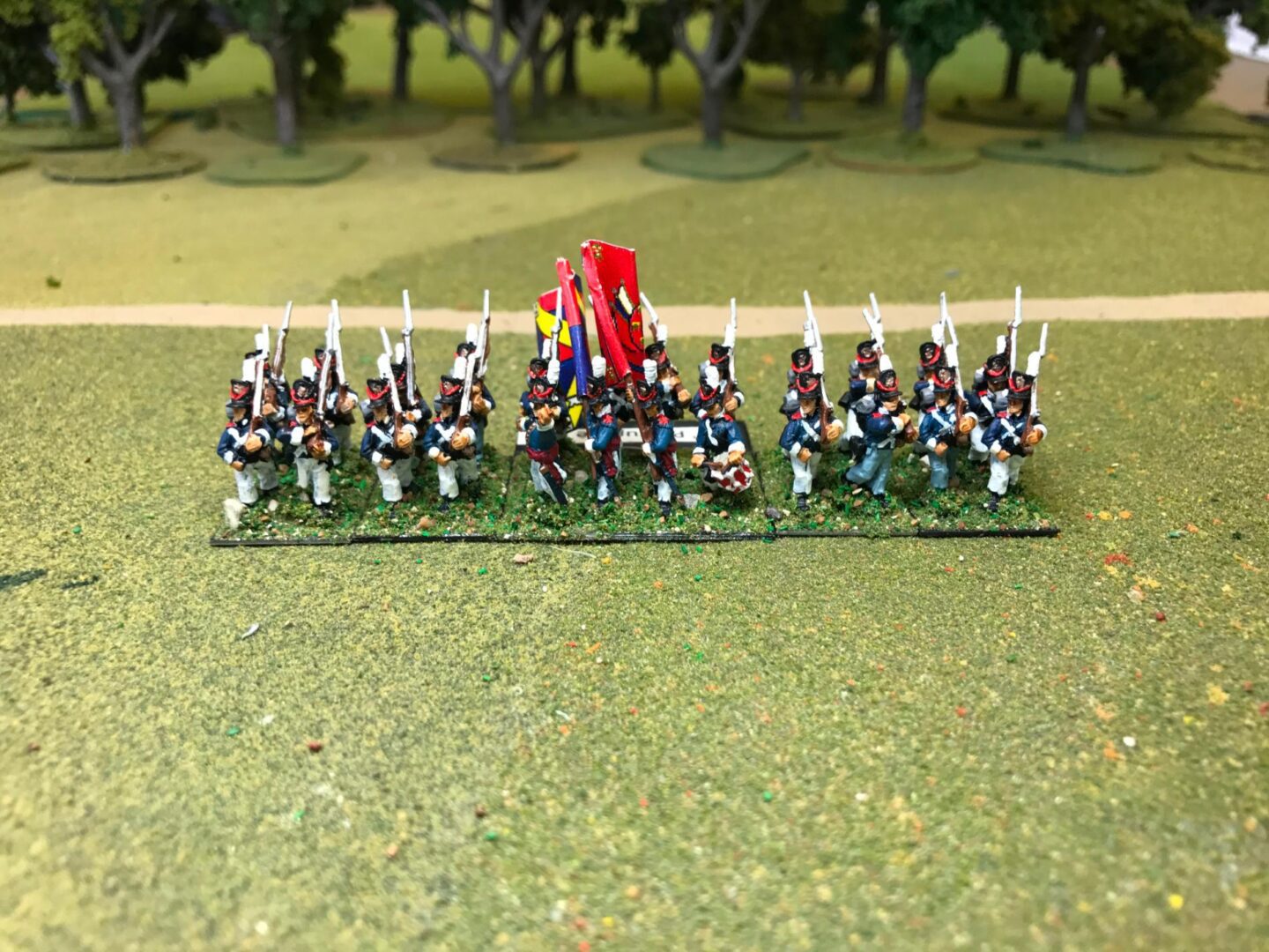 Portugese Line Infantry March Attack With Command