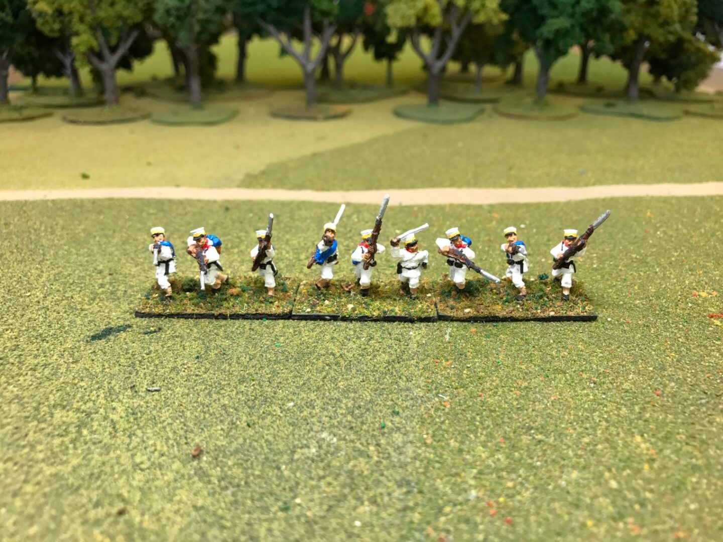 Japanese Infantry Advancing With Command